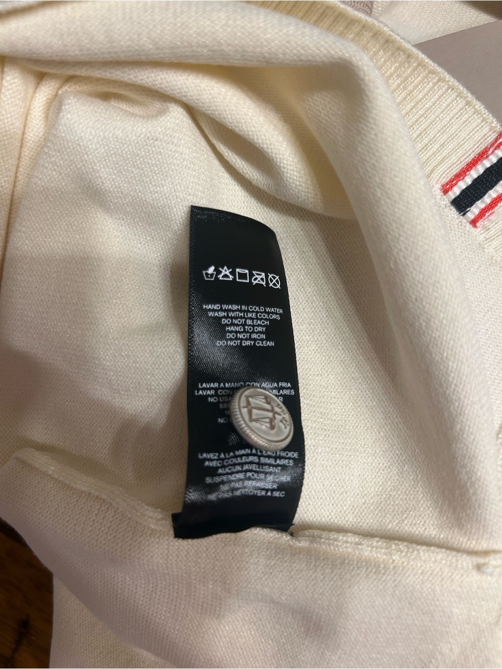 *NWT* Hunter Women’s Contrast Trim Polo Sweater in Cream and Tan, Size Large - Picture 14 of 14